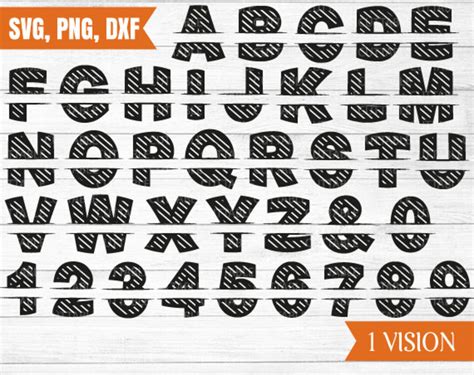 Letters And Numbers Svg Striped Alphabet Numbers Cut Files Etsy