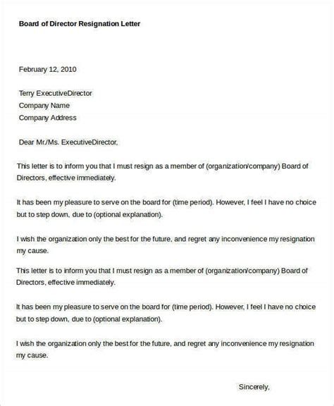 The generally accepted font is times new roman, size 12, although other fonts such as arial. Sample Director Resignation Letters - 12+ Free Sample, Example Format Download | Free & Premium ...