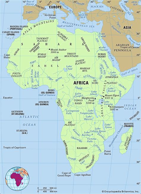 Africa Physical Map Outline