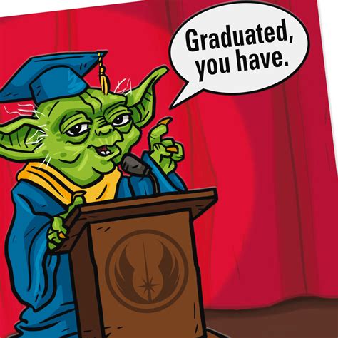 Star Wars Yoda In Cap And Gown Graduation Card For Son Greeting
