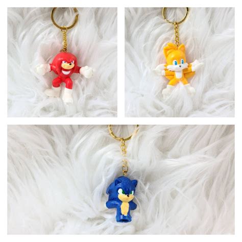 3 One Of A Kind Sega Sonic The Hedgehog Knuckles And Tails Keychains