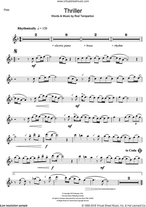 Jackson Thriller Sheet Music For Flute Solo Pdf Interactive