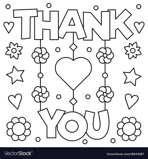 Thank you coloring page Royalty Free Vector Image