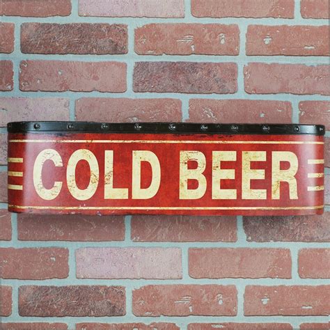 Winston Porter Waller Metal Cold Beer 3d Sign Tin Home Bar