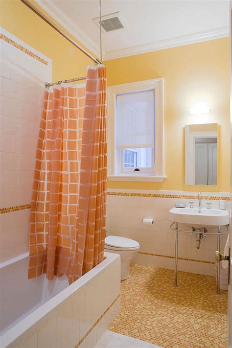 A Bold Orange Bathroom Will Perk Up Your Day Orange Bathrooms Traditional Bathroom Orange
