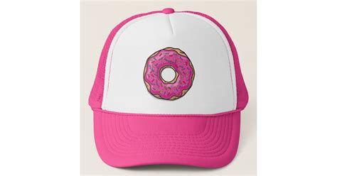 Juicy Delicious Pink Sprinkled Donut Trucker Hat Zazzle
