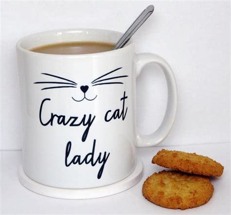 Crazy Cat Lady Mug Kitten Mug Cat Face Statement Mug Inspirational