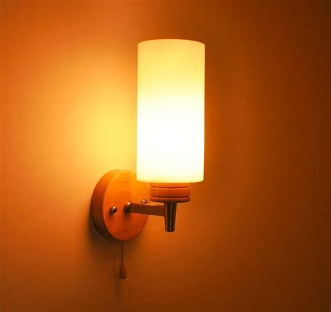 Ganeed One Light Wooden Wall Sconces Light Led Lamp With Glass Shades