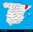 Lleida map spain province administrative map Vector Image