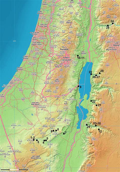 Map Of The Southern Part Of The Dead Sea Basin With Visited Localities