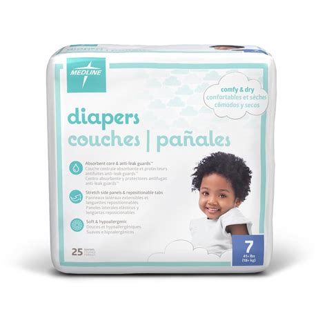 Medline Disposable Baby Diapers Size 7 41lb 200ct