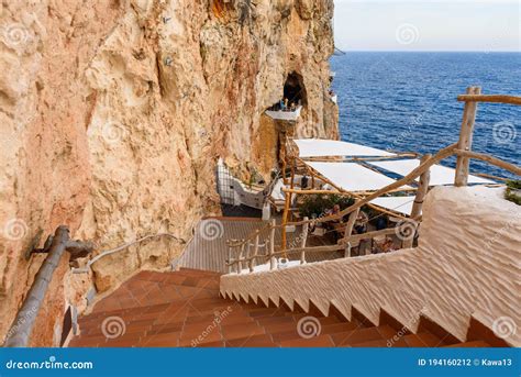 Seaside Cafe Bar On The Rocks On The Island Of Menorca Spain Editorial