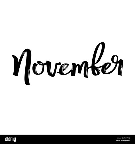 Handwritten Calligraphic Word November Month Name Stock Vector Image