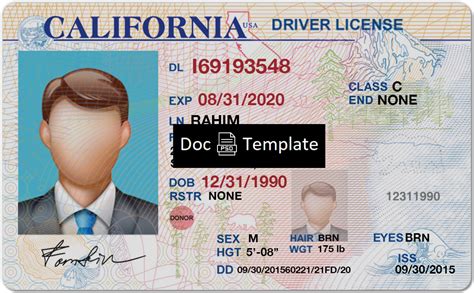 Us California Driver License Template Psd Psd Templates