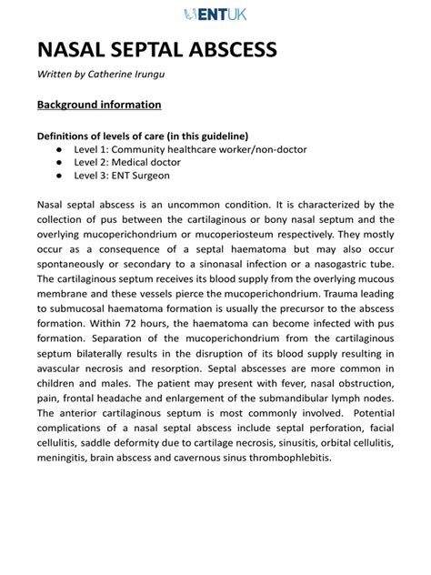 Septal Abscess Pdf Human Nose Medical Specialties