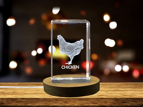 Unique 3D Engraved Crystal of a Majestic Chicken - Perfect for