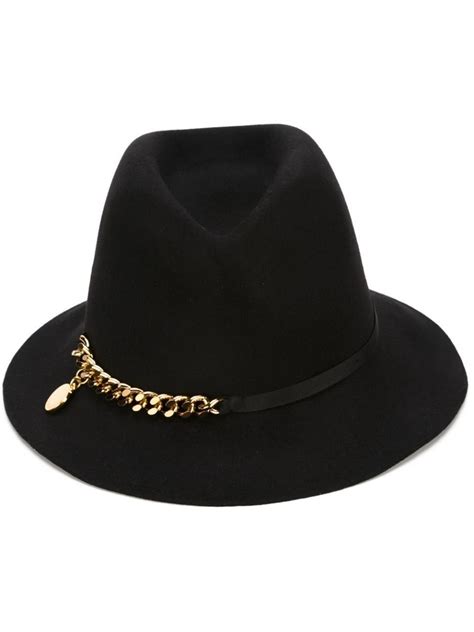 Falabella Chain Strap Fedora Şapka Siyah Aksesuar Stella Mccartney