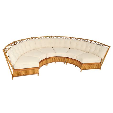 Danish curved rattan sofa with eggshell white upholstery for at 1stdibs. Vintage Rattan Curved Sofa by Ficks Reed | For the Home ...