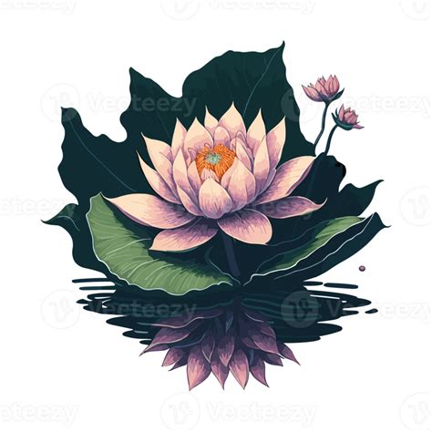 Beautiful Pink Lotus Flower With Green Leaves Ai Generative