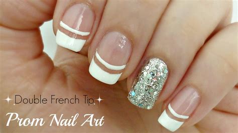 Double French Tip Prom Nail Art Very Easy Youtube
