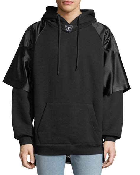 Alexander Wang Mens Hybrid Football Jersey Sweatshirt Hoodie In Black
