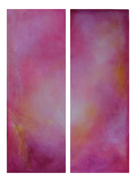 Pink Martini Original Modern Abstract Diptych Abstract Art For Sale