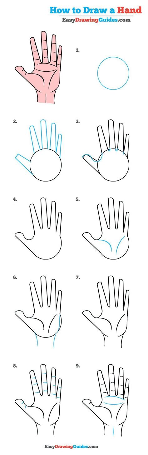 Learn How To Draw A Hand Easy Step By Step Drawing Tutorial For Kids