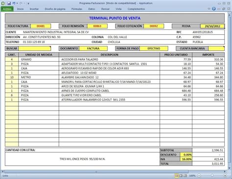 Ejemplos De Facturas En Excel