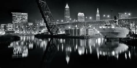 River Lights In Black And White Photograph By Frozen In