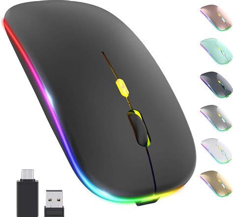 Upgrade Led Wireless Mouse Rechargeable Slim Silent Mouse 24g