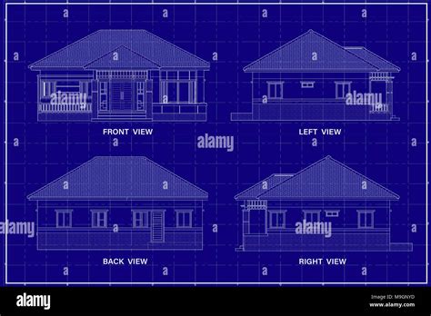 Architectural Drawing Elevation House On Blueprint Stock Photo Alamy