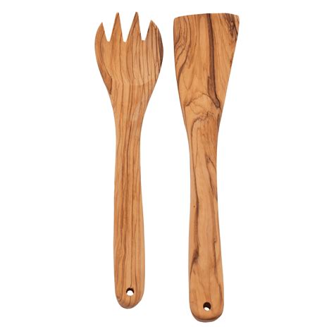 Olive Wood Serveware Set Spatula And Fork Holyland Marketplace