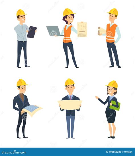 Industrial Workers Male And Female Architect And Engineering Stock