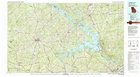 Clark Hill Lake Topographical Map 1100000 Georgia Usa