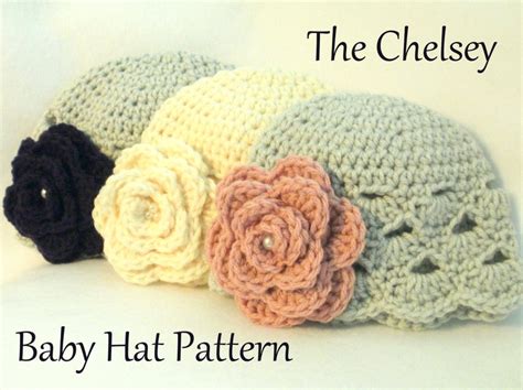 Crochet Pattern Baby Hat Pattern The Chelsey Baby Hat Pattern Etsy