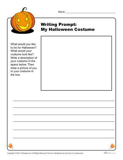 My Halloween Costume Printable K 1st Grade Halloween Writing Prompt