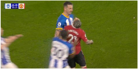 man united s antony squaring up to brighton s lewis dunk went as you d expect