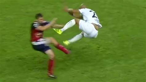 Insane Two Footed Tackle In Champions League Qualifiers Yahoo Sport