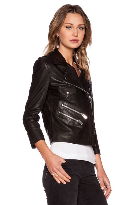 Lyst Anine Bing Cropped Leather Jacket In Black