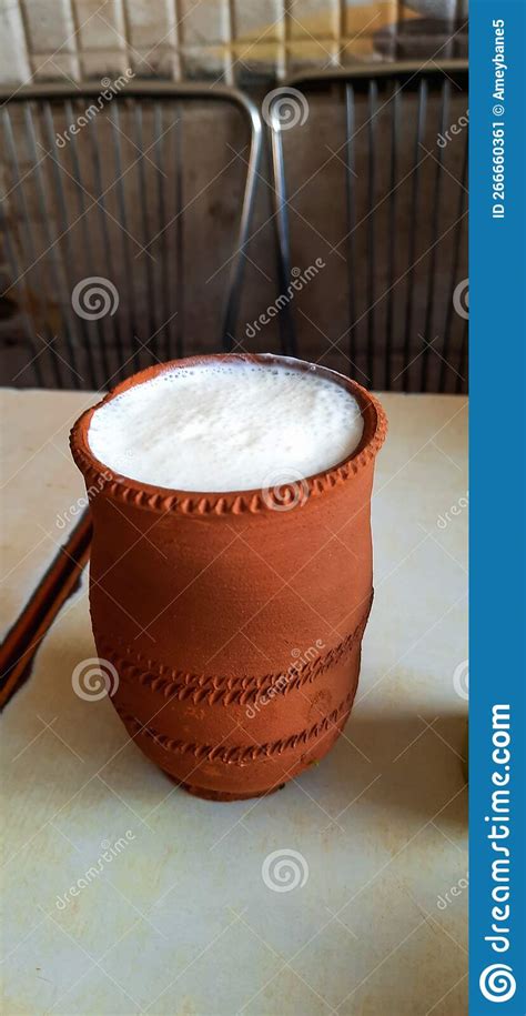 A Cold Lassi Served In Matka Clay Pot Clay Glass In Delhi Stock Image