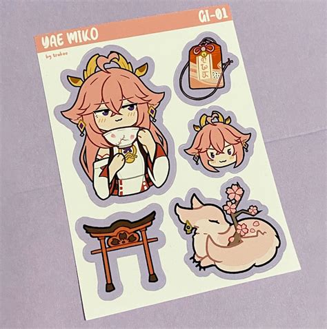 Genshin Impact Yae Miko Sticker Sticker Sheet Glossy Etsy