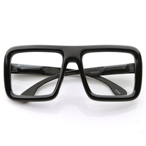 Large Retro Nerd Bold Thick Square Frame Clear Lens Glasses Black