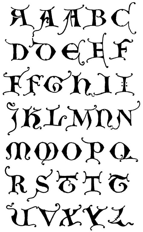 Gothic Letters A Z Karens Whimsy Gothic Lettering Lettering