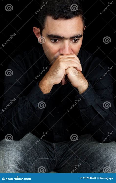 Thoughtful Man With A Sad Expression Stock Photo Image Of Concerned