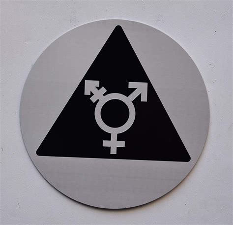 Gender Neutral Symbol Door Sign Black Triangle Sign Aluminum Silver