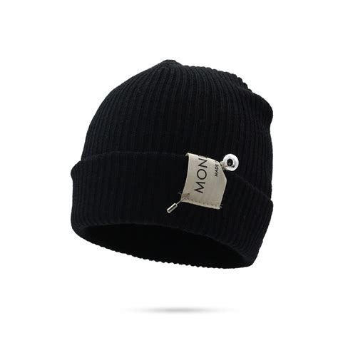 Black Knit Winter Hats For Men Women Beanies Hat Cotton Unisex Winter