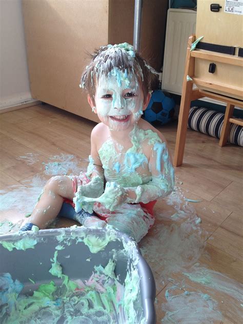 Messy Play With Shaving Cream I Know That This One Looks Really Messy But You Can Imagine How