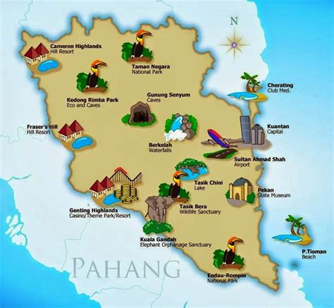 Negeri pahang darul makmur ialah sebuah negeri yang terbesar di semenanjung tanah melayu dengan keluasan 35,515 kilometer persegi. e-Tourism Malaysia: Attraction Places At Pahang