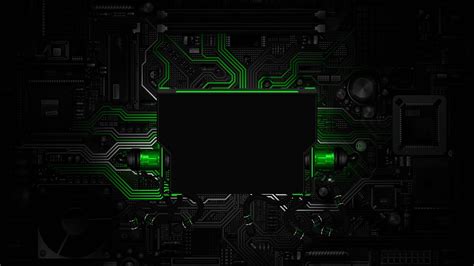 Black And Green Computer Motherboard Technology Digital Art Hd