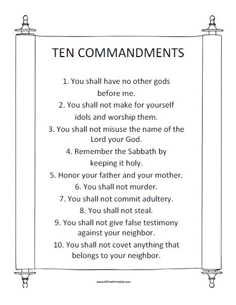 Print 10 Commandments List Free Printable